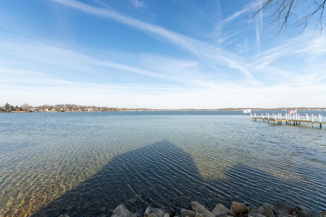 property view of water with a boat dock