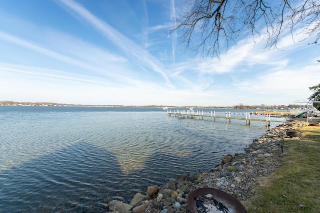 dock area with a water view