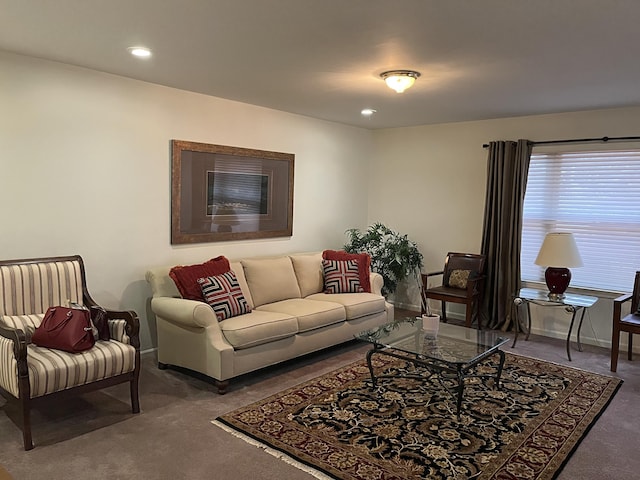 living room featuring carpet