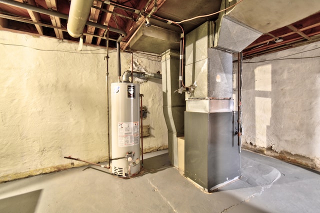 utilities with gas water heater and heating unit