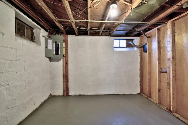 basement with electric panel