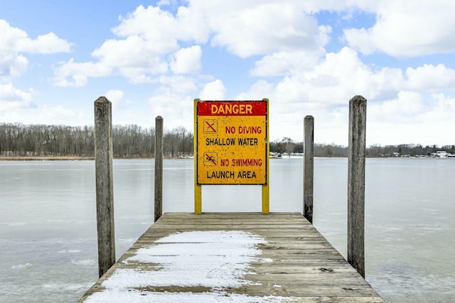 view of dock featuring a water view