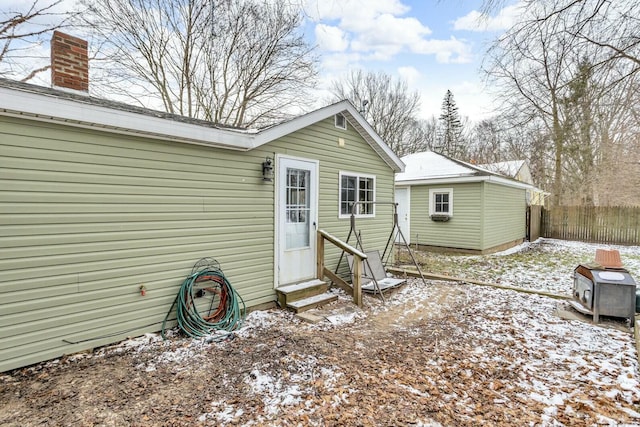 view of snow covered property