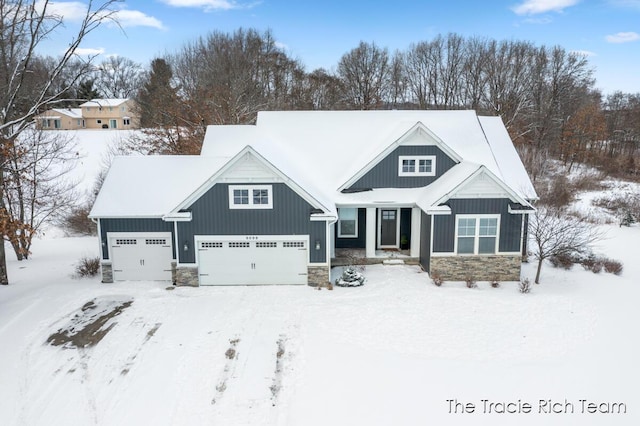 craftsman inspired home featuring a garage