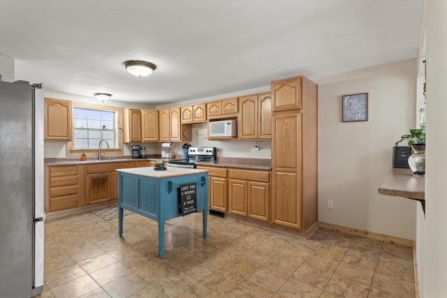 kitchen with sink, a center island, and appliances with stainless steel finishes