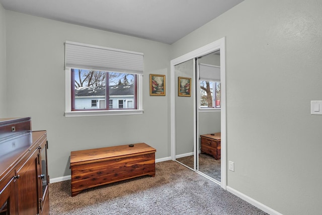 living area with light carpet