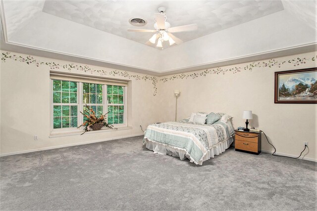 119 Kingsbury Ct, Battle Creek, MI 49015 - carpeted bedroom featuring ceiling fan and a raised ceiling