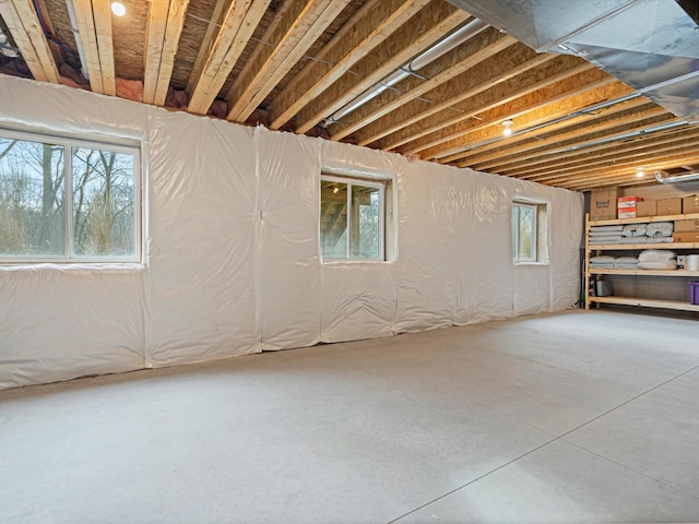 basement featuring plenty of natural light