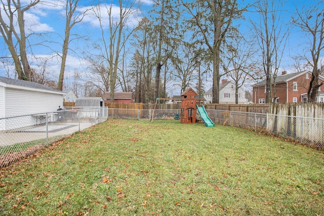 view of yard featuring a playground