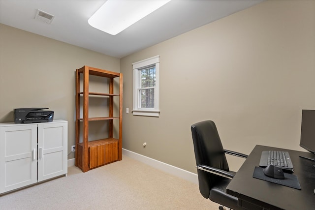 view of carpeted office space