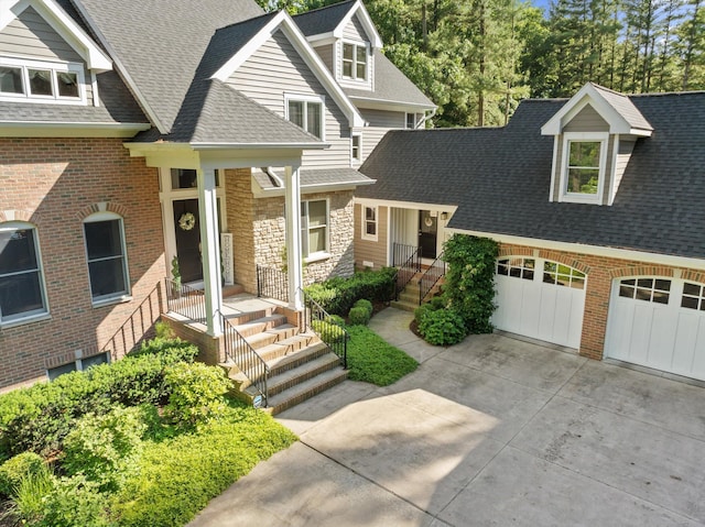 view of front of property featuring a garage