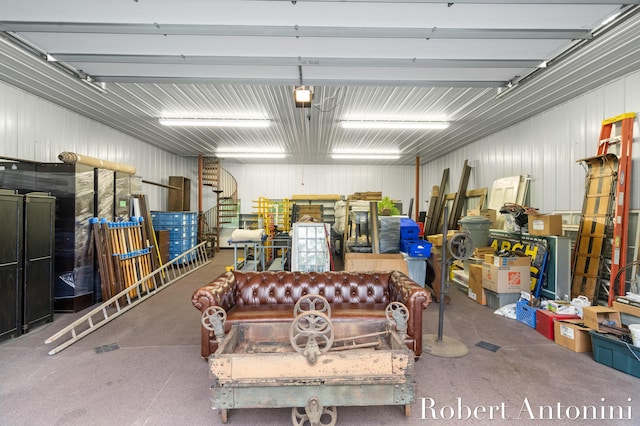 garage with a garage door opener