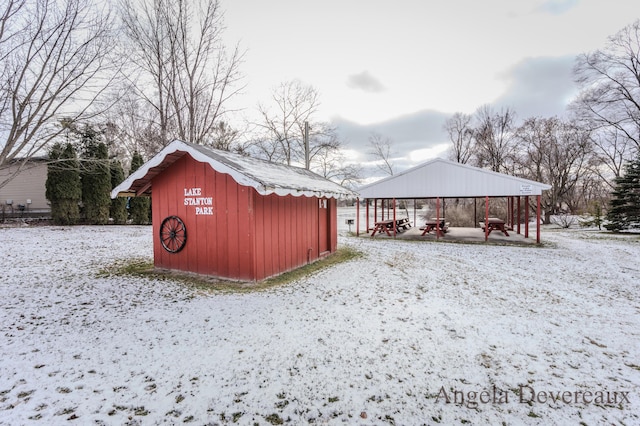 view of snow covered structure