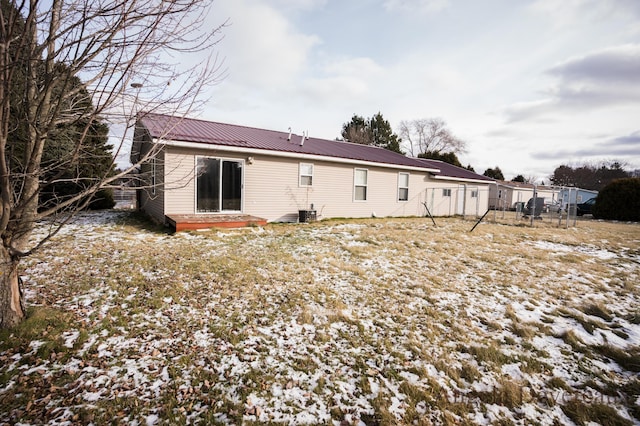 view of snow covered property