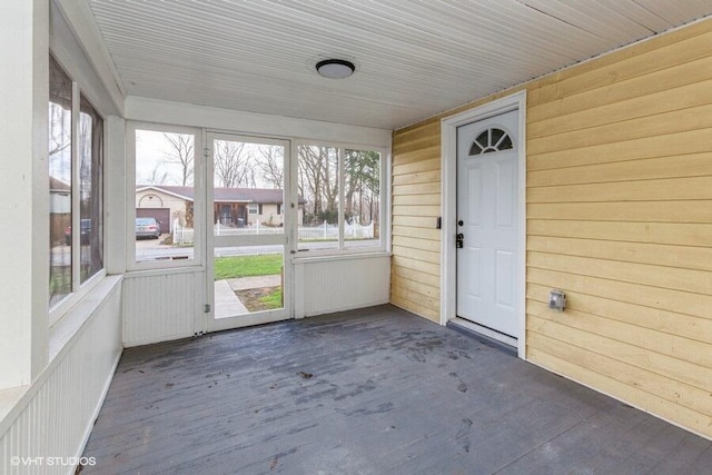 view of unfurnished sunroom