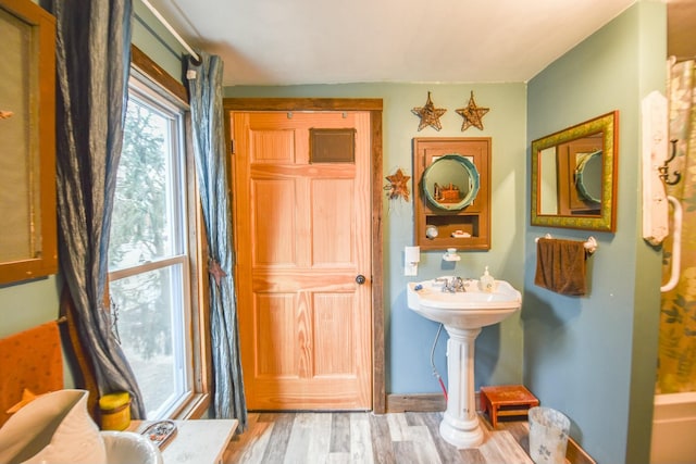 bathroom featuring hardwood / wood-style floors