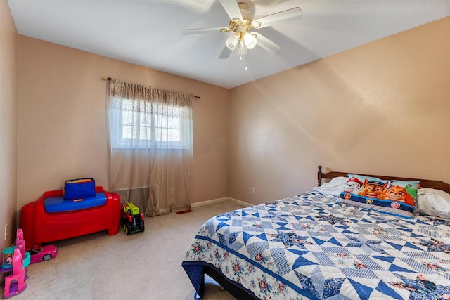 bedroom with carpet and ceiling fan