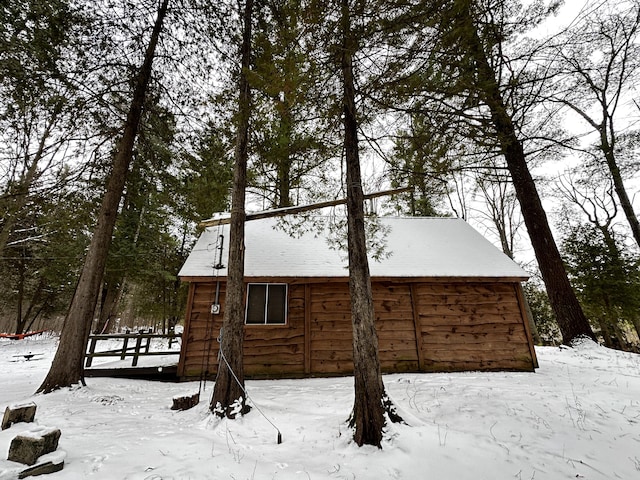 view of snow covered exterior