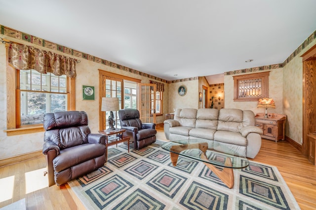 living room featuring light wood-type flooring