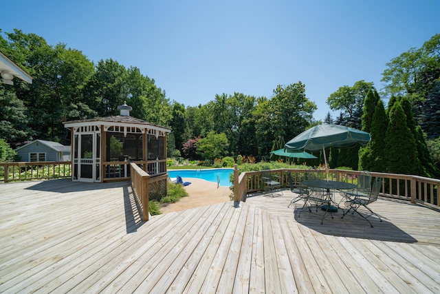 deck featuring a gazebo