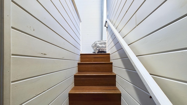 stairs with wooden walls