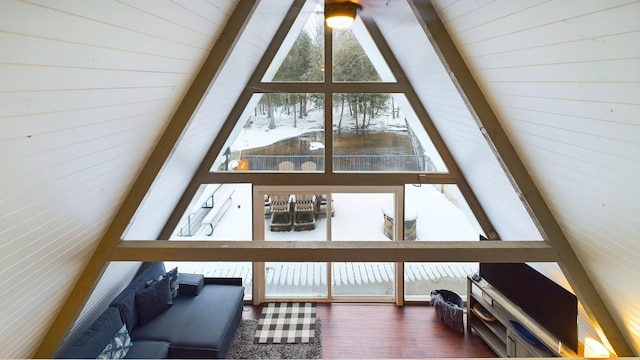 room details with hardwood / wood-style floors and beamed ceiling