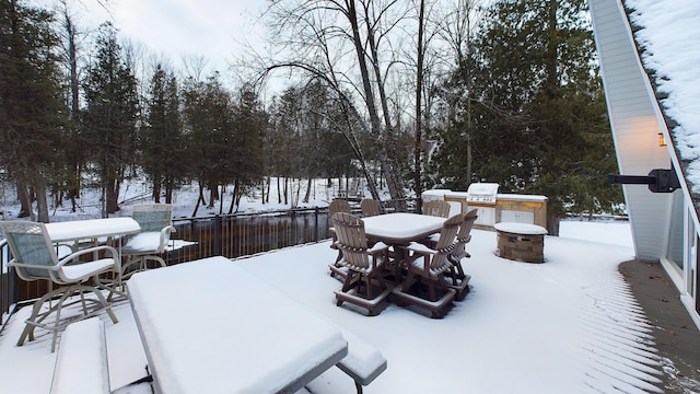 view of yard layered in snow