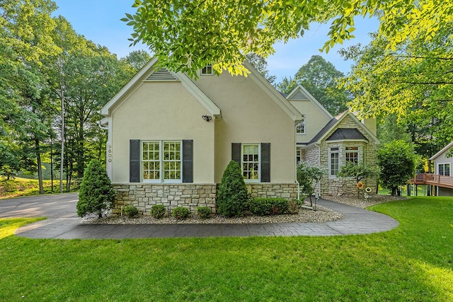 back of house featuring a lawn