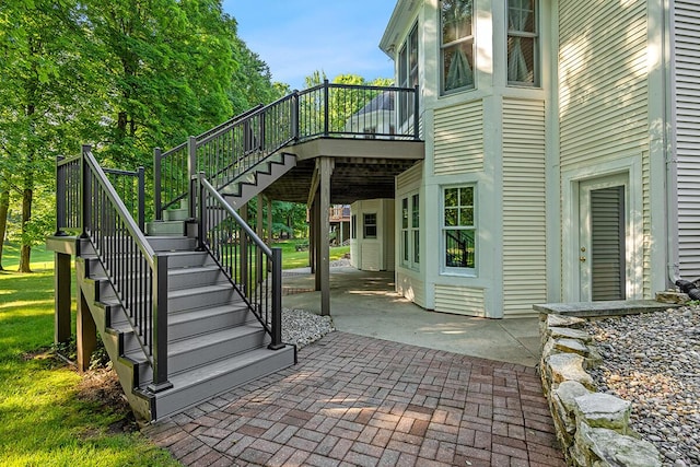 view of patio with a wooden deck