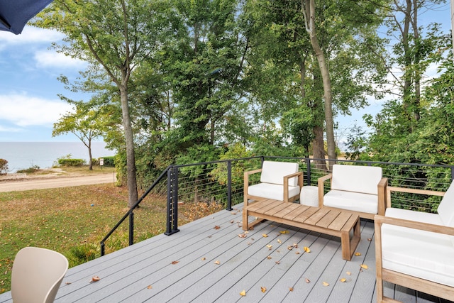 deck with a water view