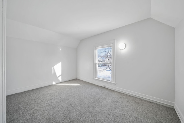 additional living space featuring carpet and vaulted ceiling