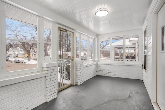 view of unfurnished sunroom