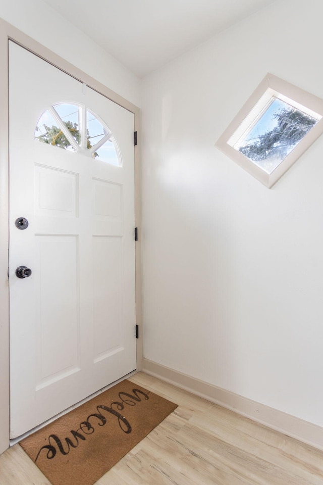 entrance foyer with light wood-type flooring