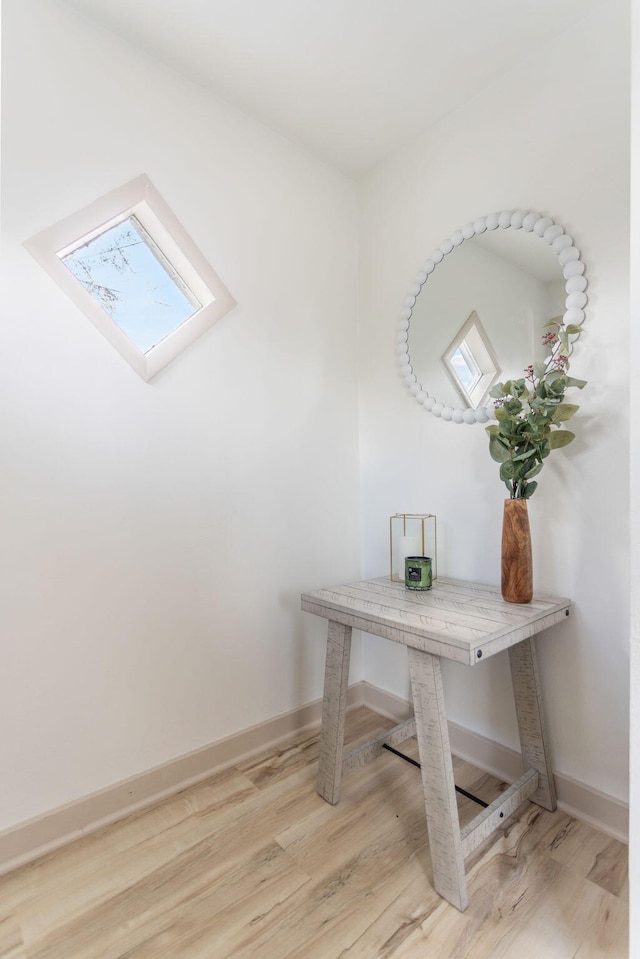 home office featuring light hardwood / wood-style floors