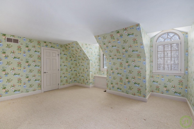 bonus room featuring light colored carpet