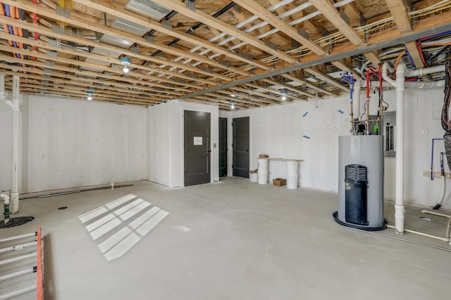 basement featuring water heater