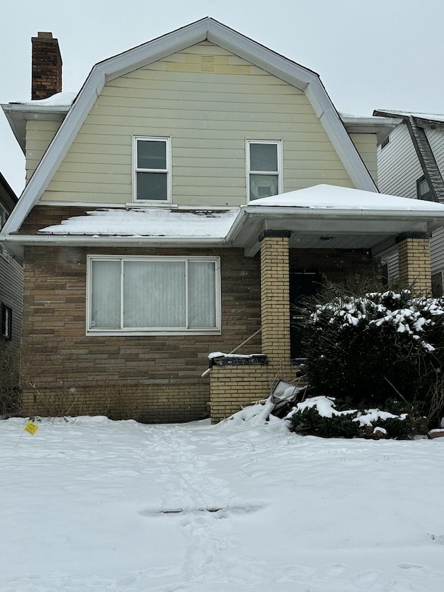 view of snow covered exterior