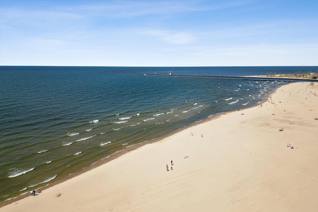 property view of water featuring a view of the beach