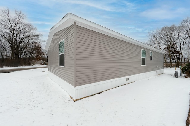 view of snow covered exterior