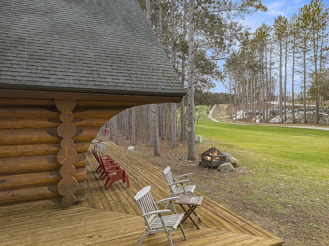 deck with a lawn