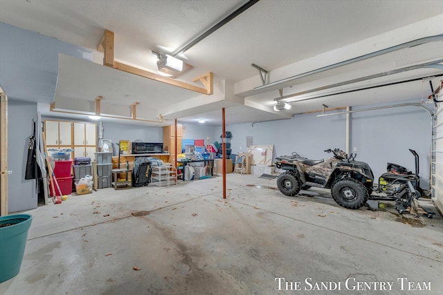 garage with a garage door opener