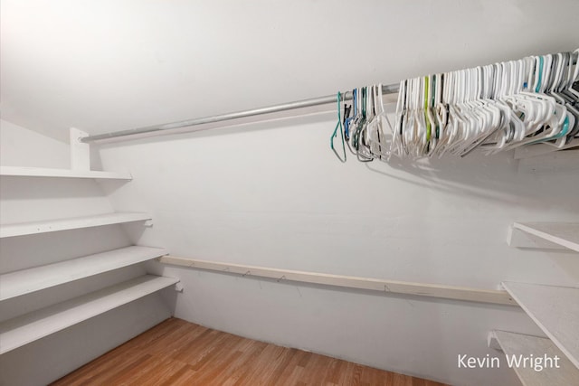 walk in closet featuring hardwood / wood-style flooring