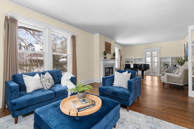 living room with hardwood / wood-style flooring