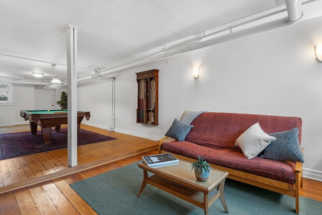 interior space featuring hardwood / wood-style flooring and billiards