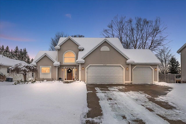 front facade with a garage