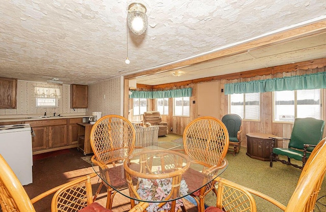 dining space featuring sink