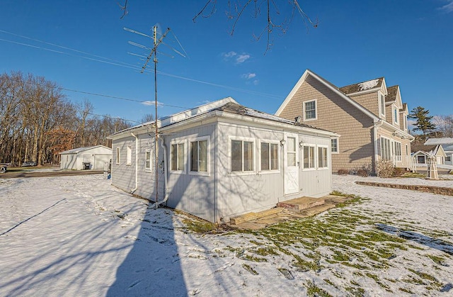 view of snow covered property