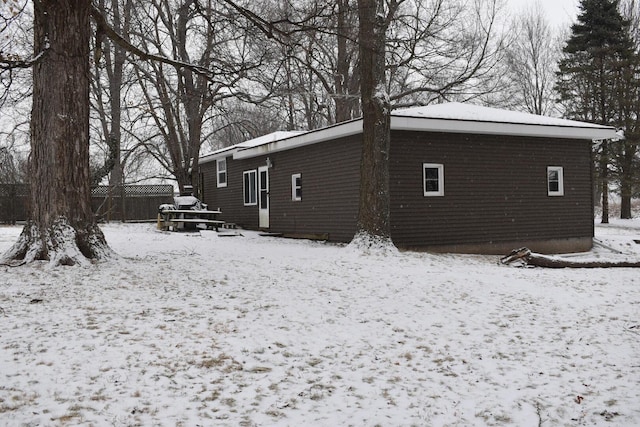 view of snow covered property