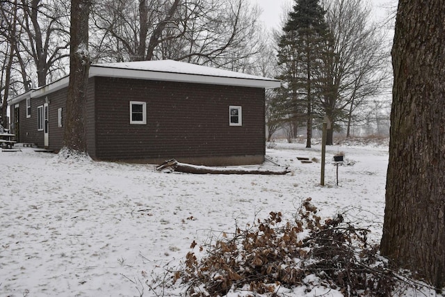 view of snow covered exterior