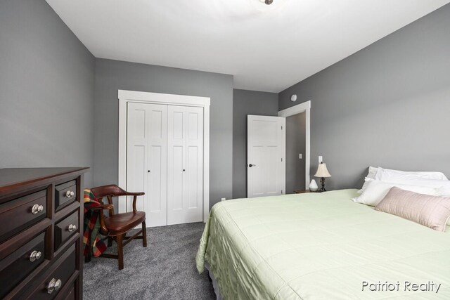 carpeted bedroom featuring a closet